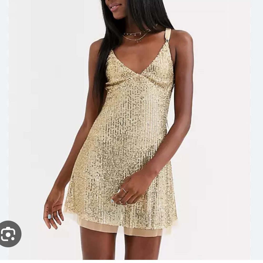 Free People Goldrush Slip Dress - Gold - Size S